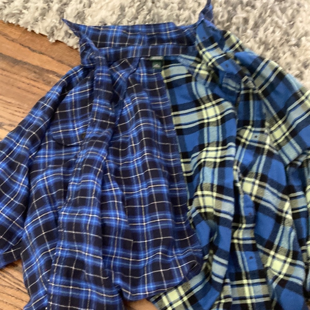 target flannel, size xs, blue and yellow
